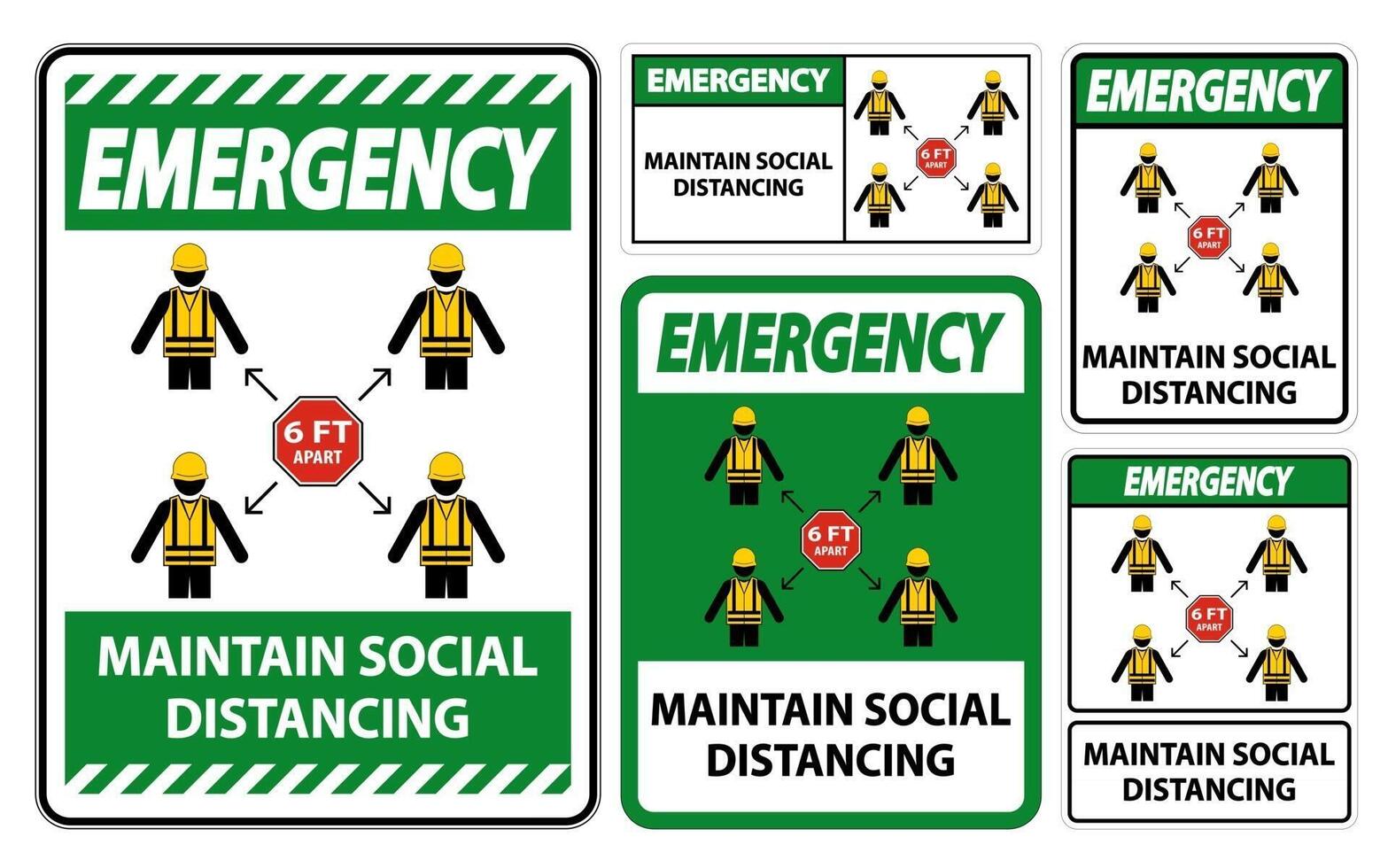 Emergency Maintain social distancing, stay 6ft apart sign,coronavirus COVID-19 Sign Isolate On White Background,Vector Illustration EPS.10 vector