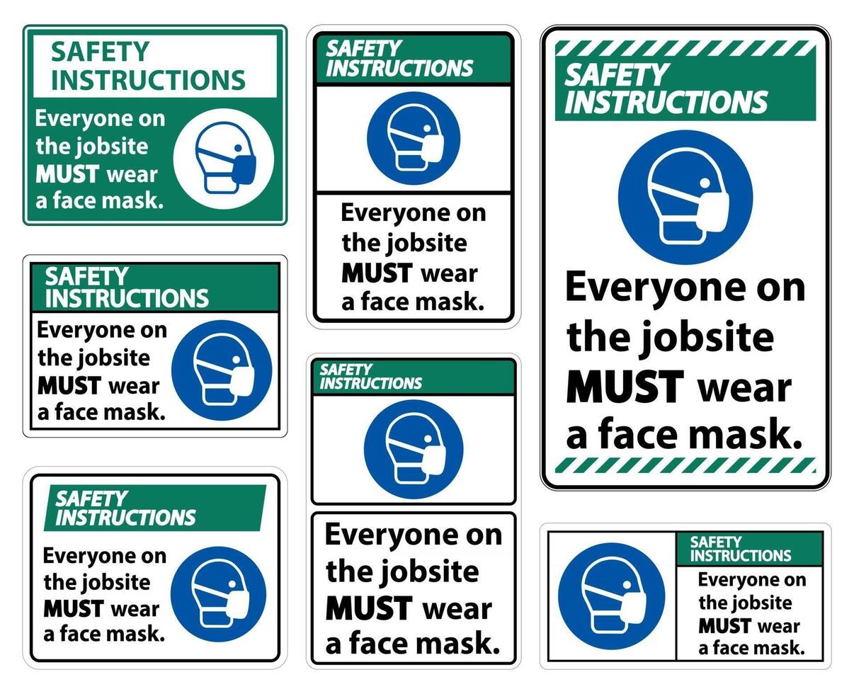 instrucciones de seguridad use un signo de mascarilla aislado sobre fondo blanco, ilustración vectorial eps.10 vector