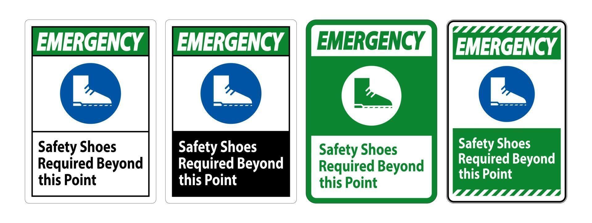 Emergency Sign Safety Shoes Required Beyond This Point vector