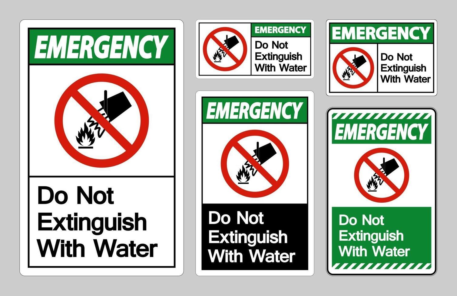 Emergencia no extinguir con signo de símbolo de agua sobre fondo blanco. vector