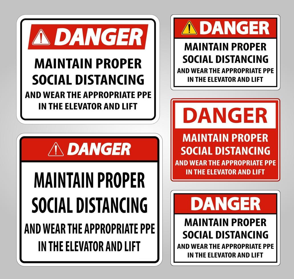 Danger Maintain Proper Social Distancing Sign Isolate On White Background,Vector Illustration EPS.10 vector