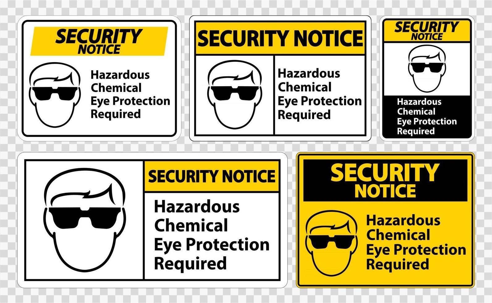 Aviso de seguridad, protección ocular química peligrosa, símbolo requerido, signo aislado sobre fondo transparente, ilustración vectorial vector