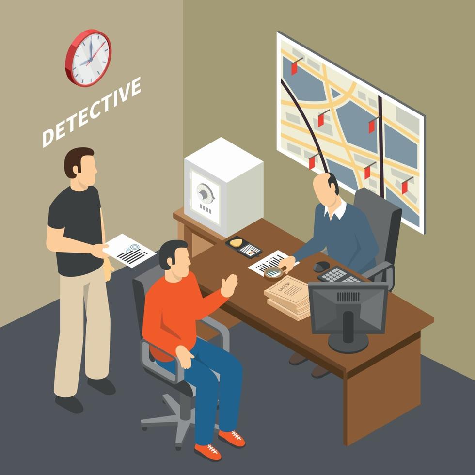 Law Justice Isometric Composition Vector Illustration