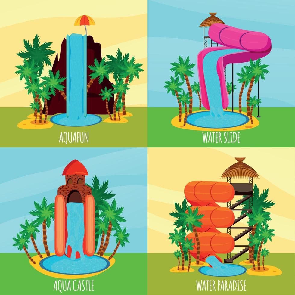 Aqua Park Flat Design Concept Vector Illustration