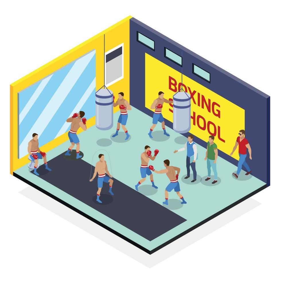 Isometric Box School Composition Vector Illustration