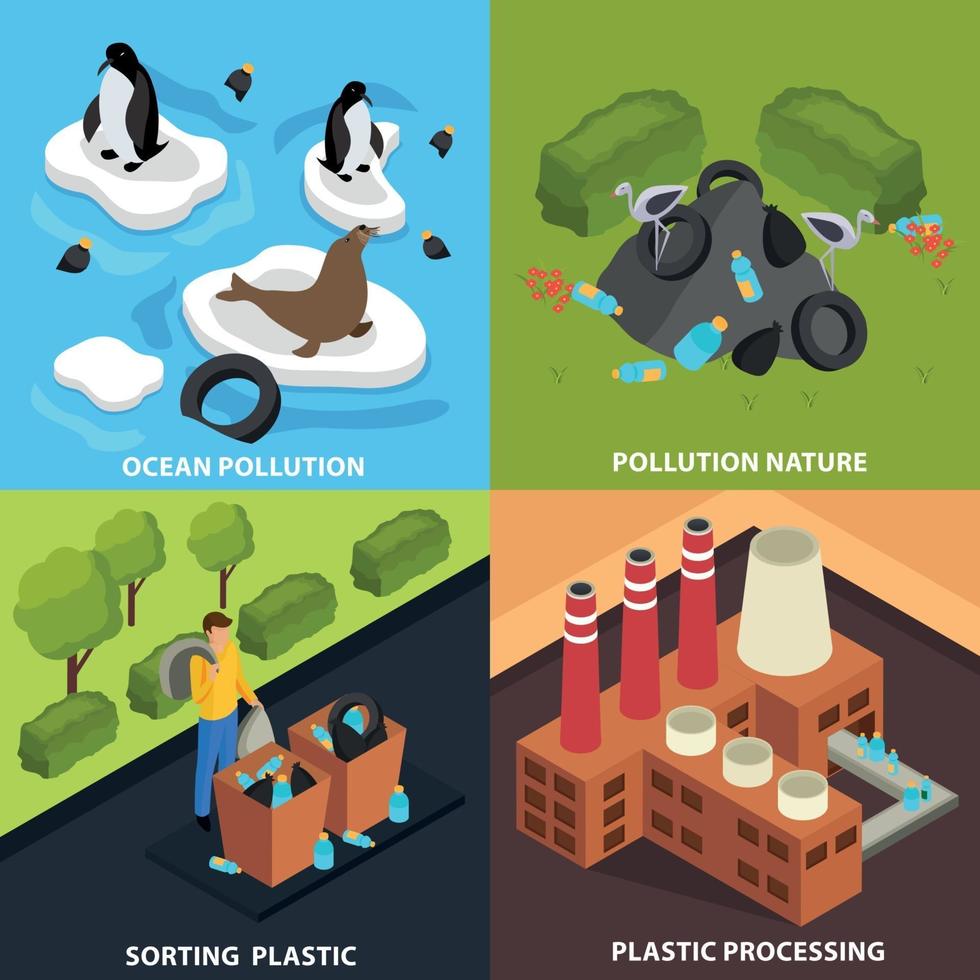 Isomteric Pollution Design Concept Vector Illustration