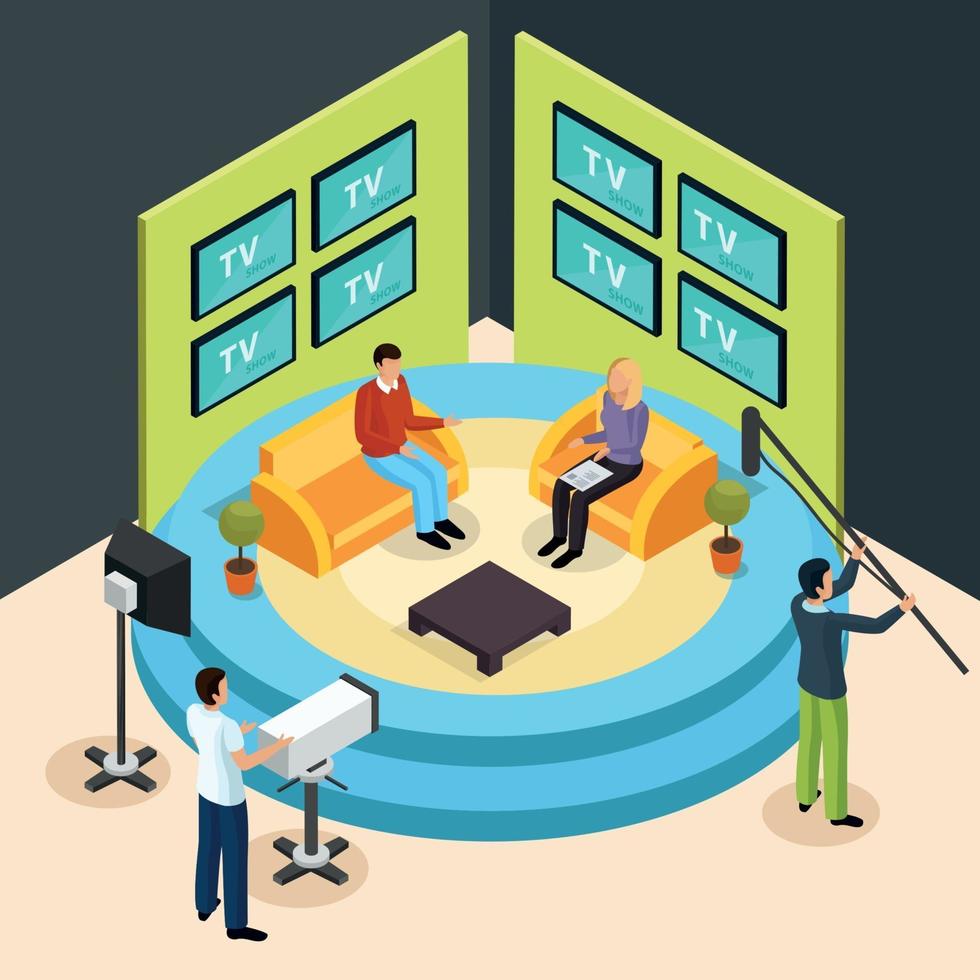 Talk Show Studio Composition Vector Illustration