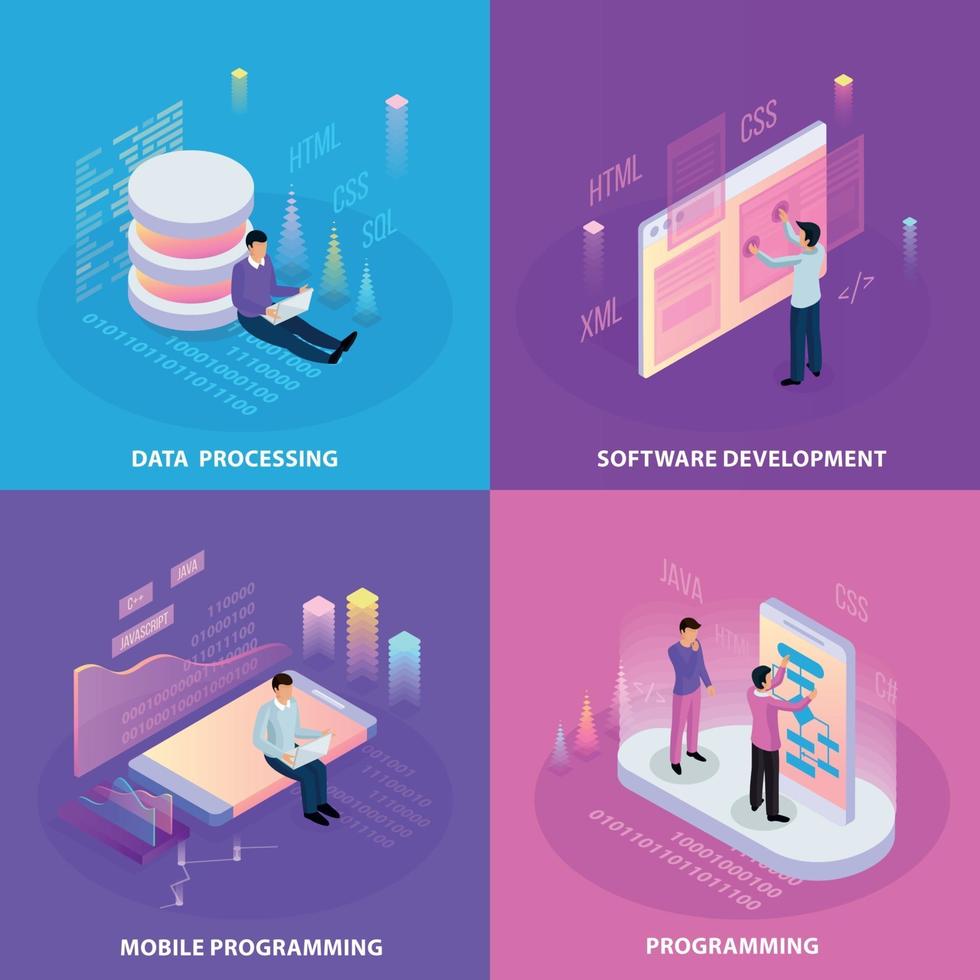 Freelancer Isometric Design Concept Vector Illustration