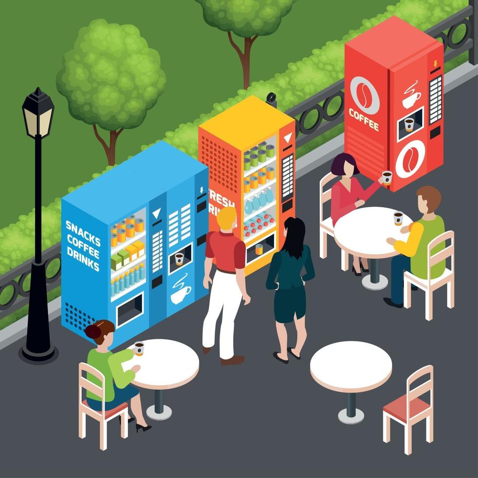 Vending Machines Isometric Illustration Vector Illustration