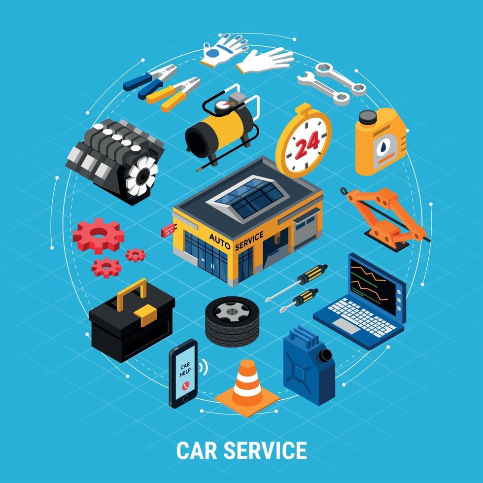 Ilustración de vector de ilustración de concepto de servicio de coche