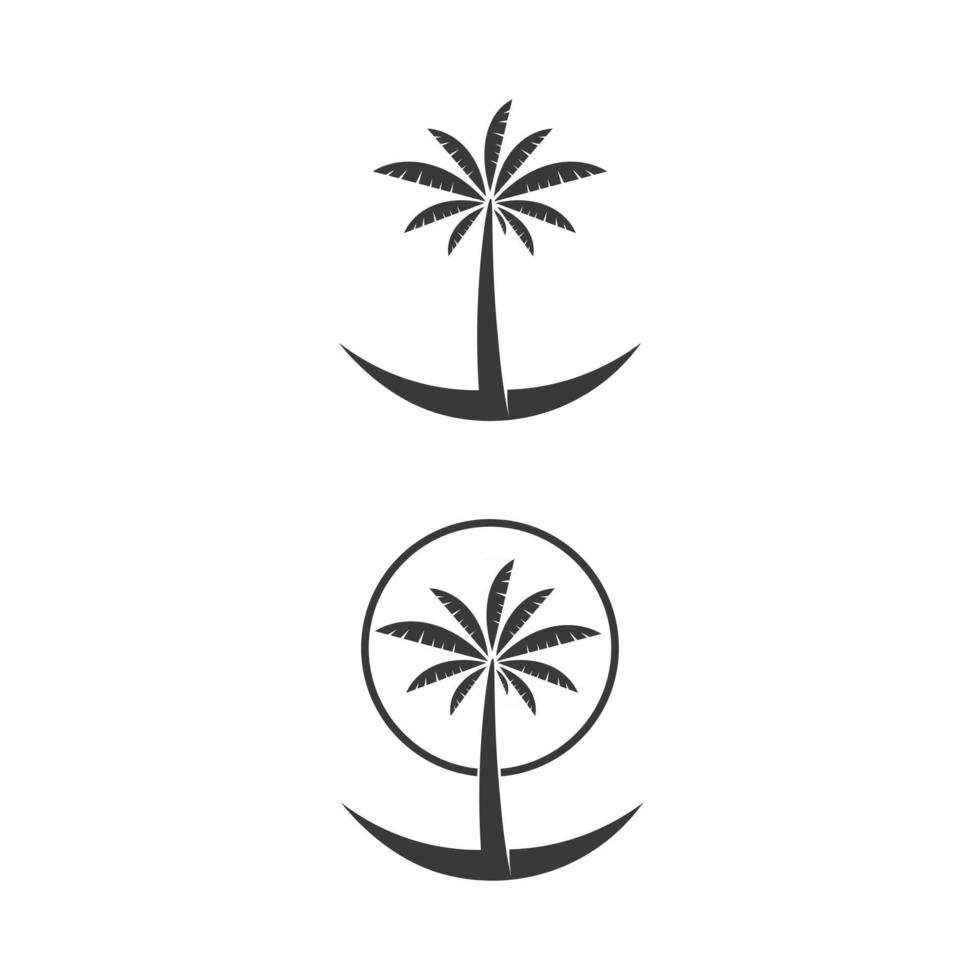 palmera verano plantilla de logotipo caribe atardecer playa y océano ola tropical vector