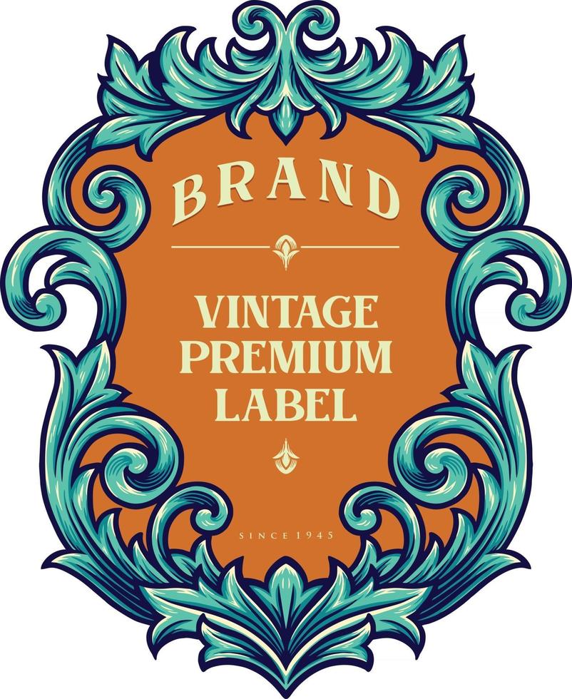 Floral Badge Ornaments Vintage Label vector