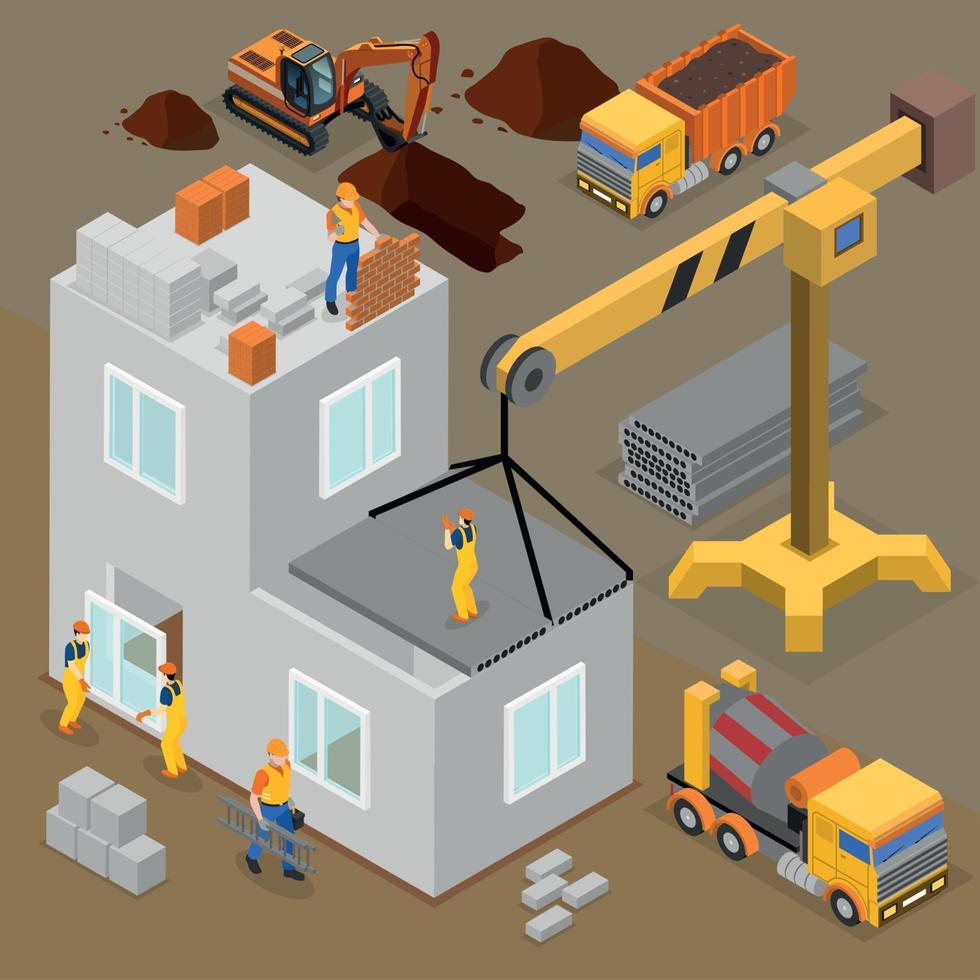 Modern Construction Isometric Composition Vector Illustration
