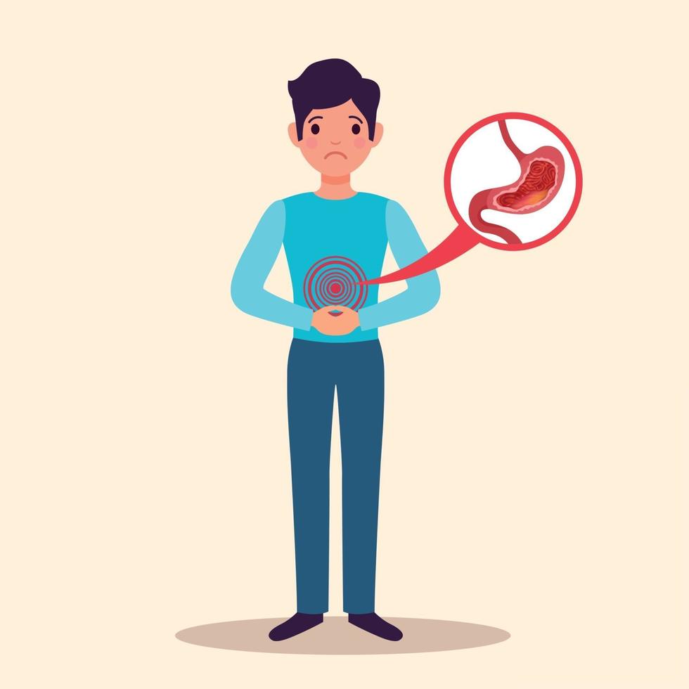 Gastritis Patient Flat Character Vector Illustration