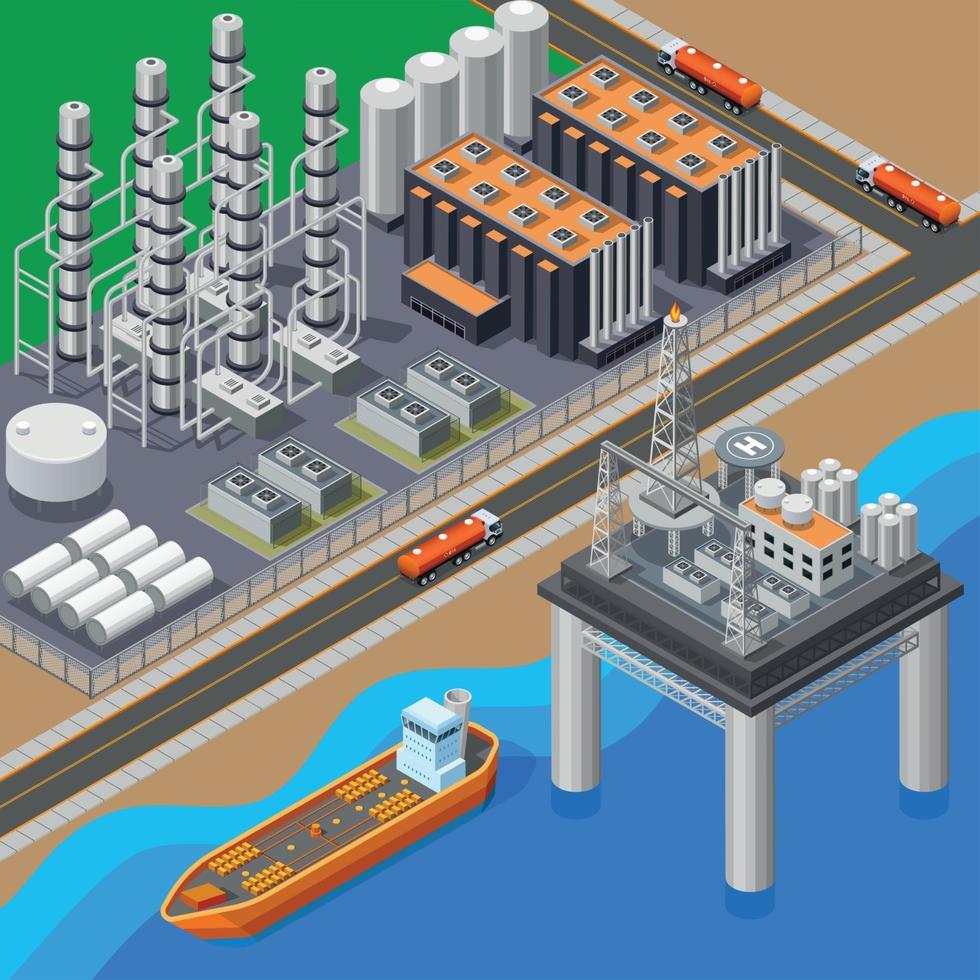 Ilustración de vector de composición isométrica de aceite