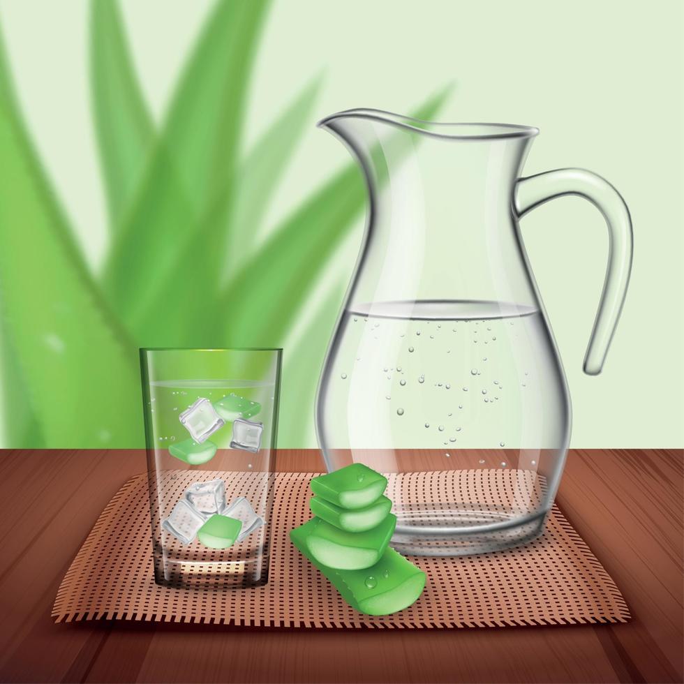 Detox Aloe Drink Composition Vector Illustration