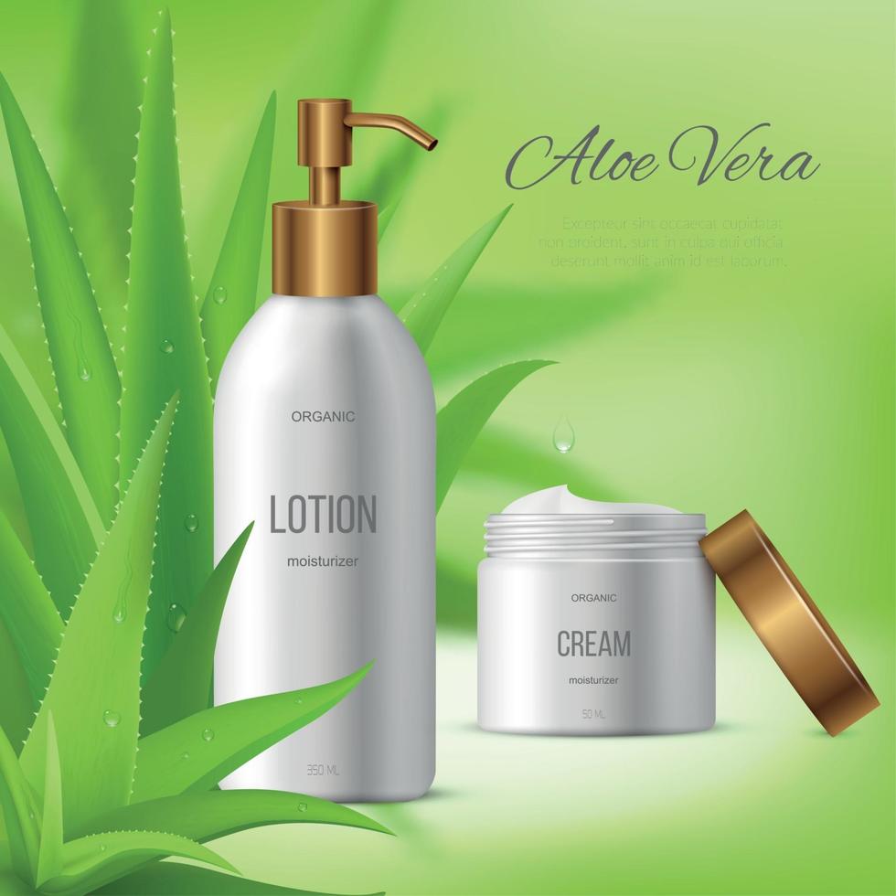 Aloe Vera Lotion Background Vector Illustration