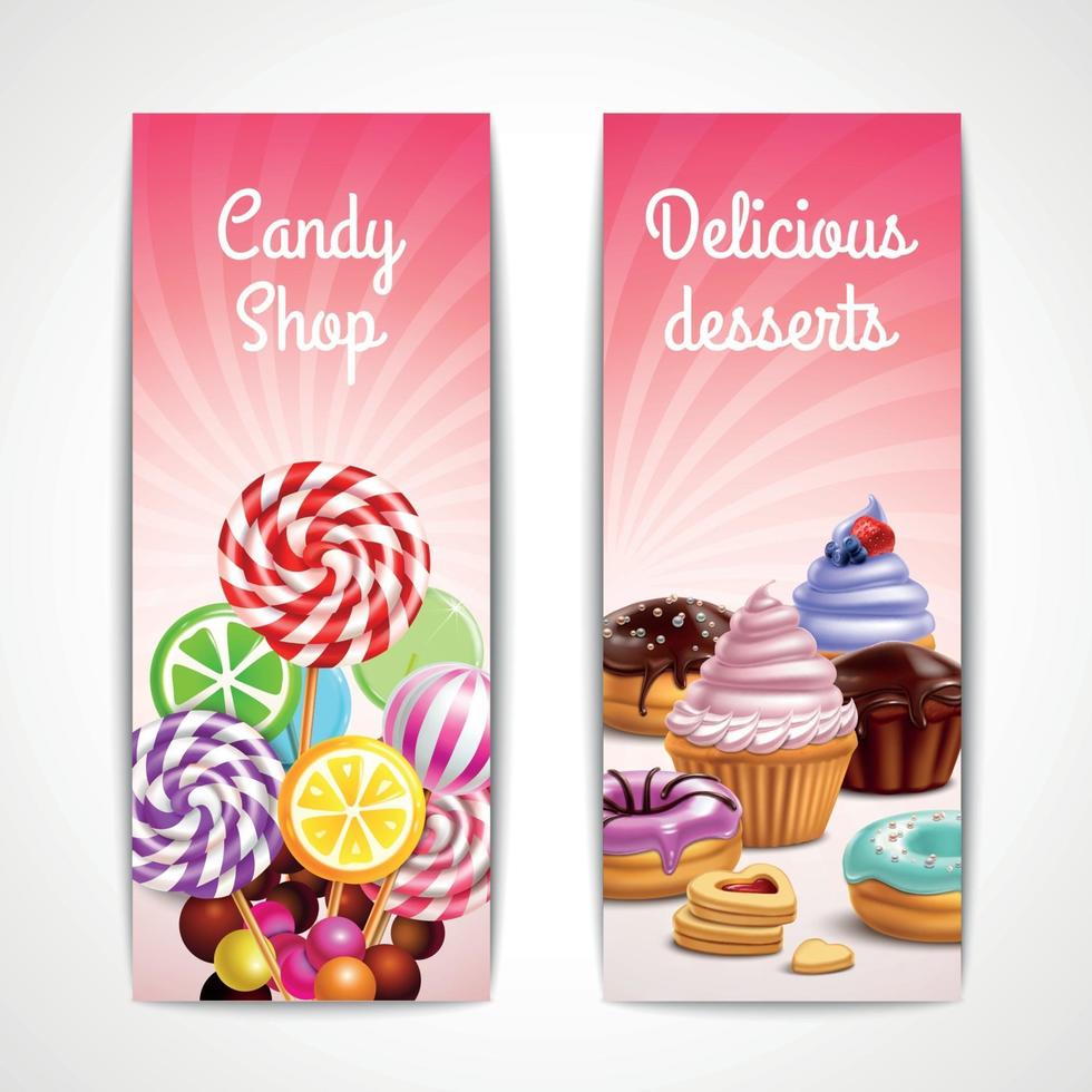 Confectionery Vertical Banners Set Vector Illustration