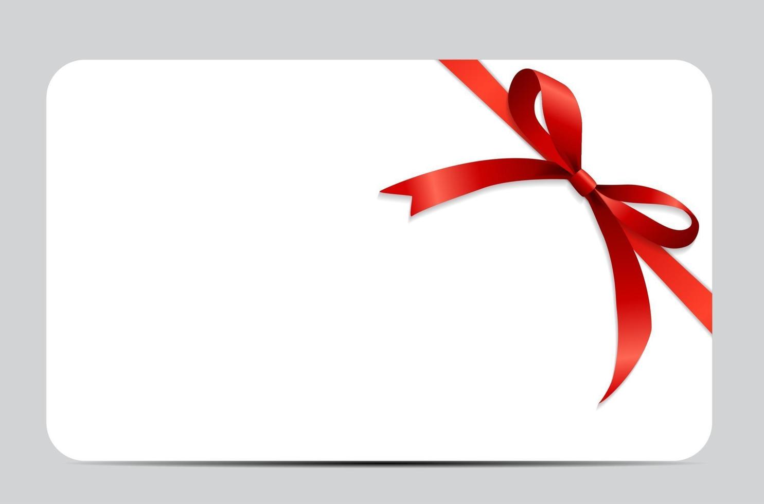 Gift Card with Red Ribbon and Bow. Vector illustration