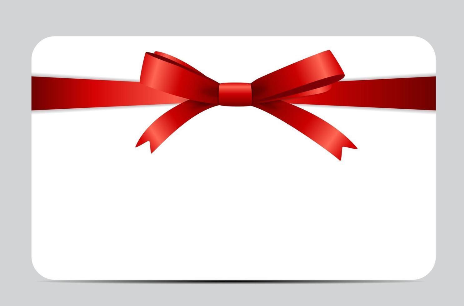 Gift Card with Read Ribbon and Bow. Vector illustration