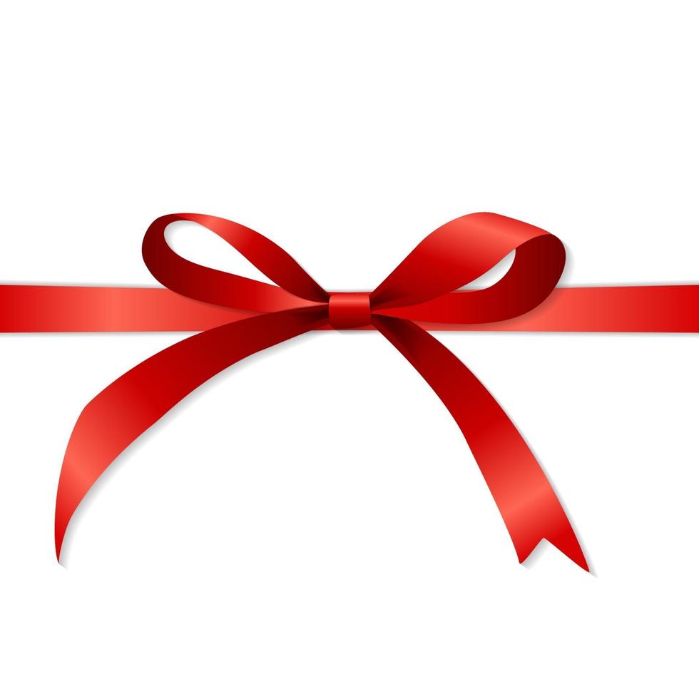 Gift Card with Red Ribbon and Bow. Vector illustration