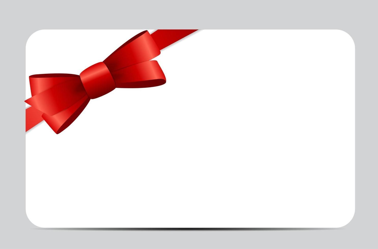 Gift Card with Red Ribbon and Bow. Vector illustration