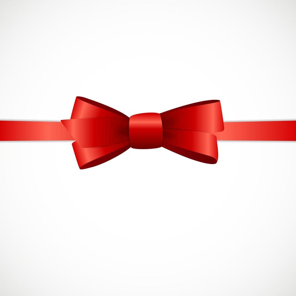 Gift Card with Red Ribbon and Bow. Vector illustration