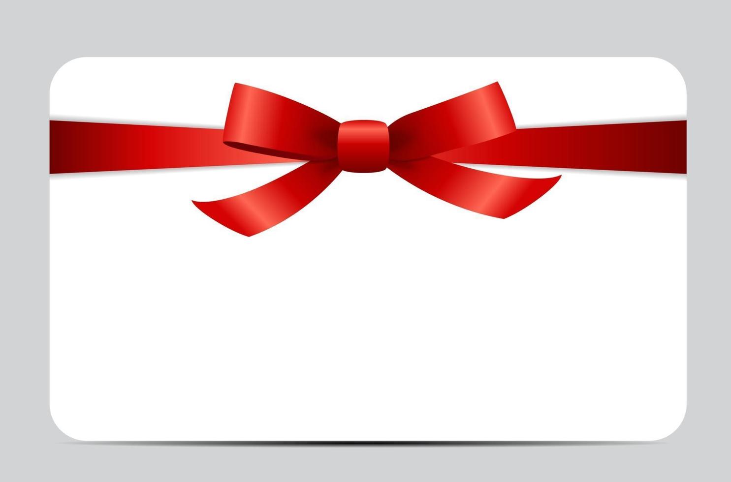 Gift Card with Red Ribbon and Bow. Vector illustration