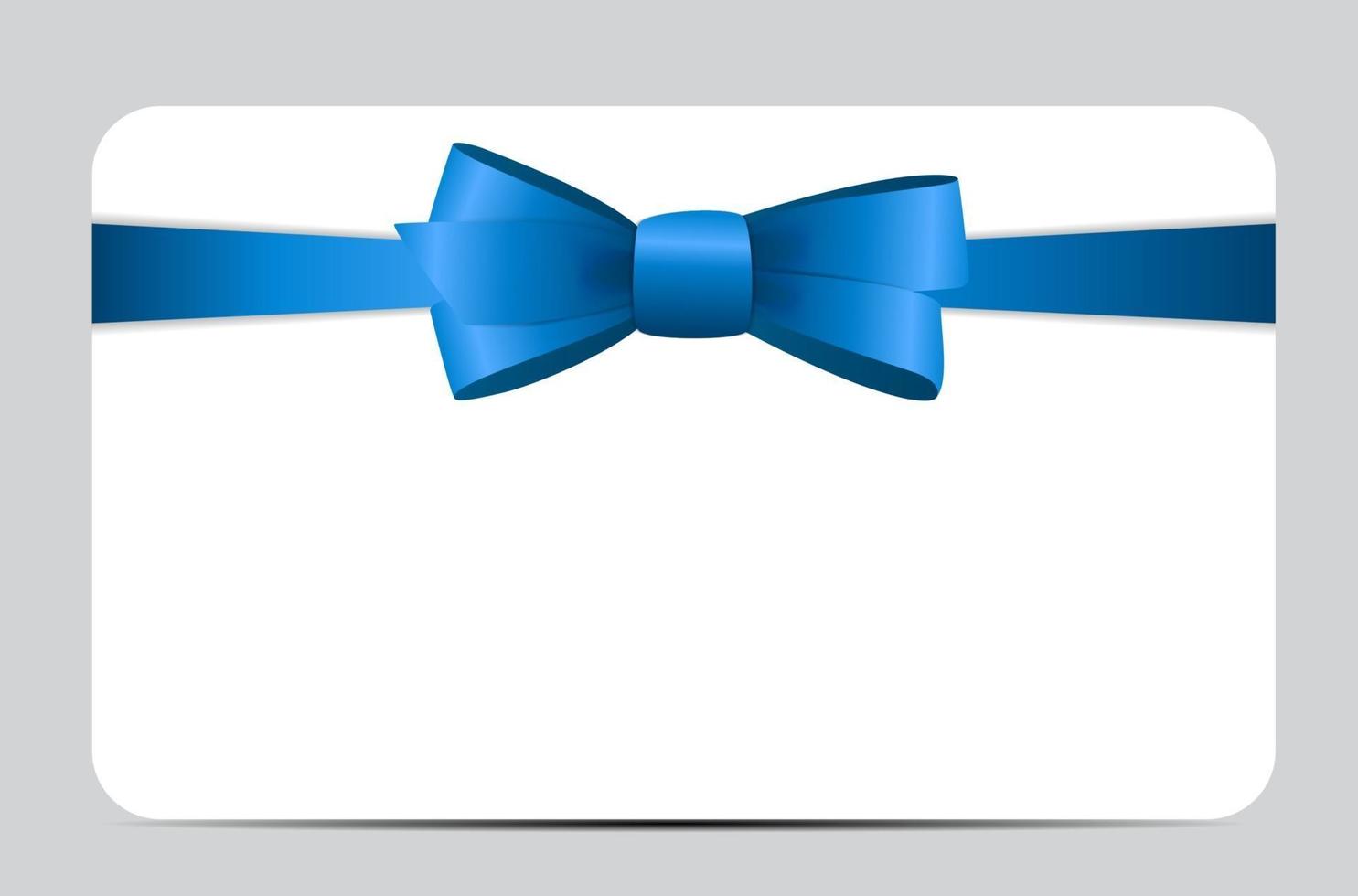 Gift Card with Blue Ribbon and Bow. Vector illustration