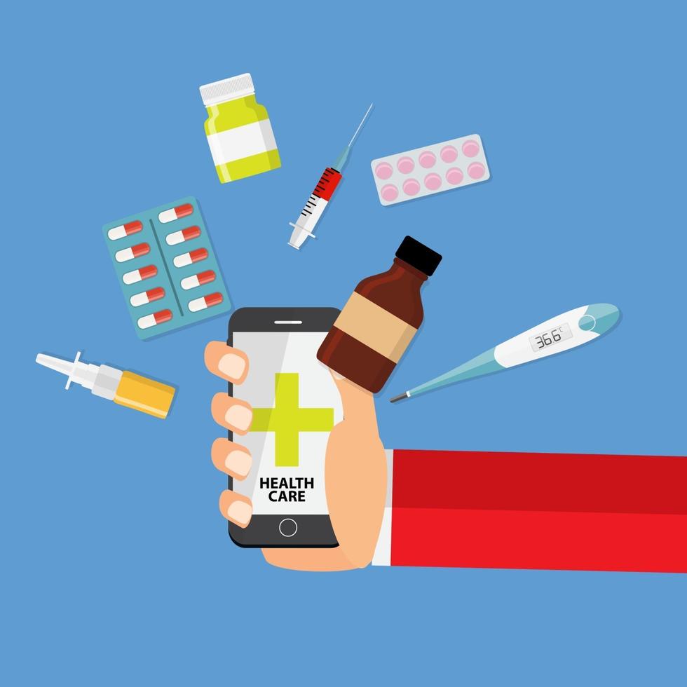 Health Care Modern Flat Concept Background Vector Illustration