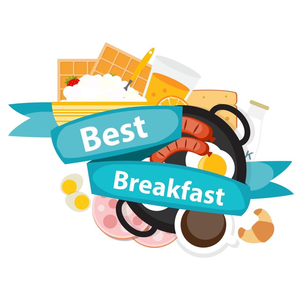 mejor fondo de icono de desayuno en estilo plano moderno ilustración vectorial vector