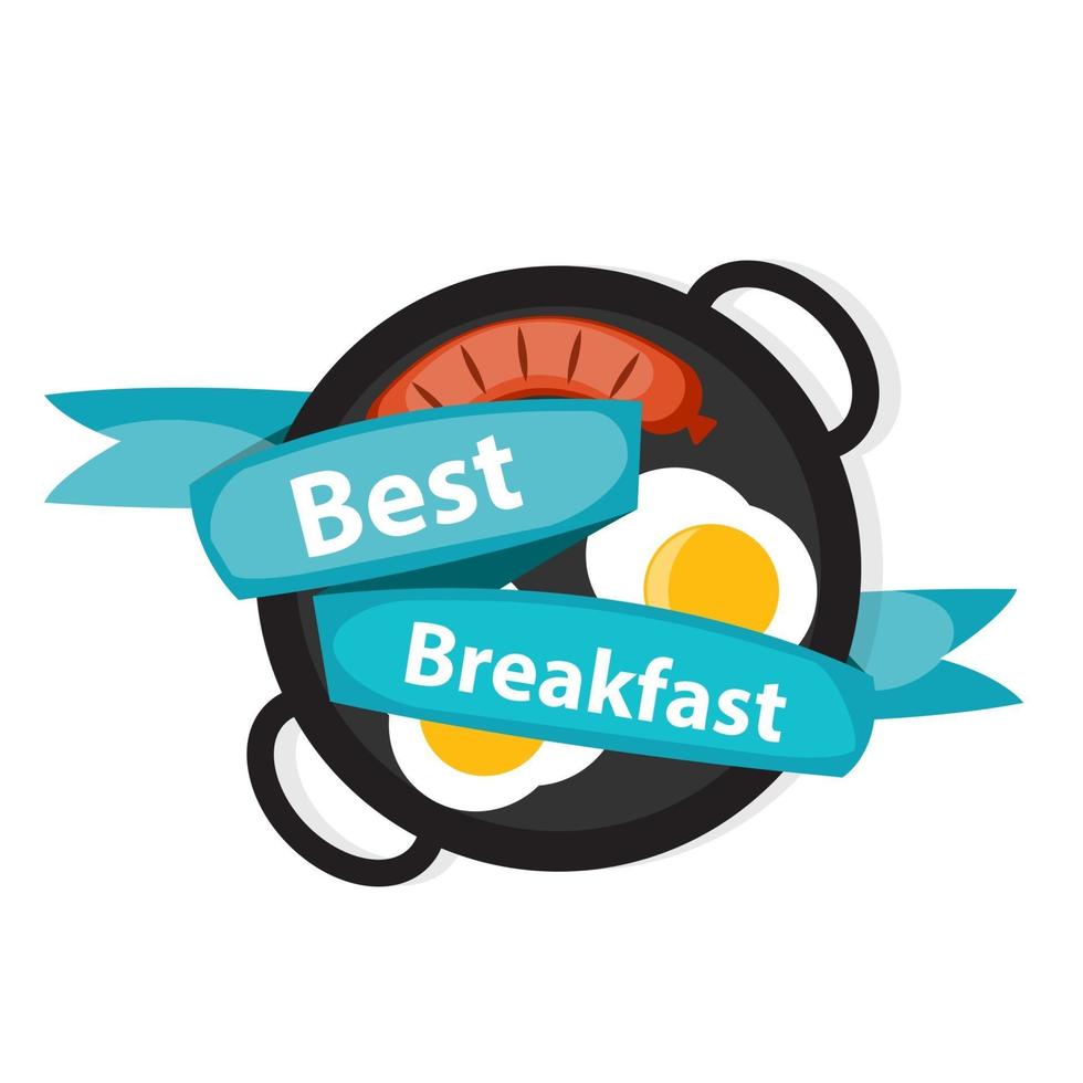 Breakfast Scrambled Eggs with Sausage Icons in Modern Style vector