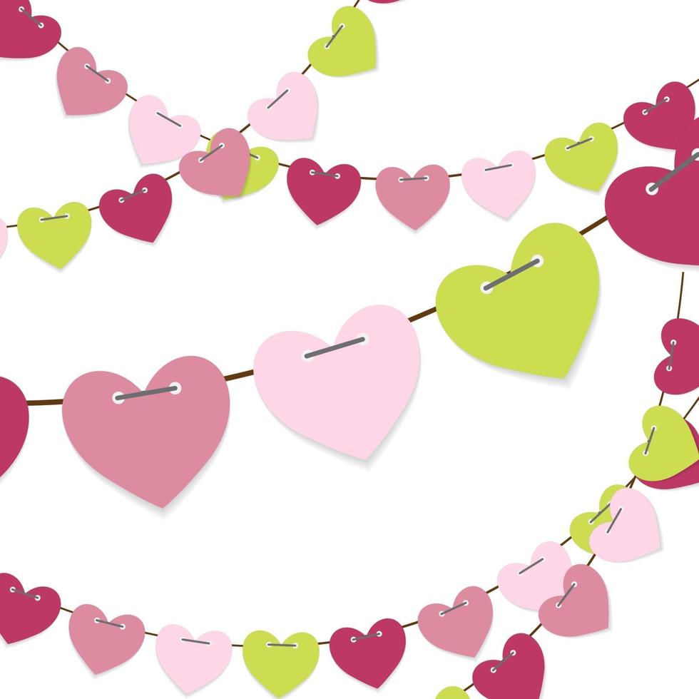 Party Background with Heart Flags Vector Illustration