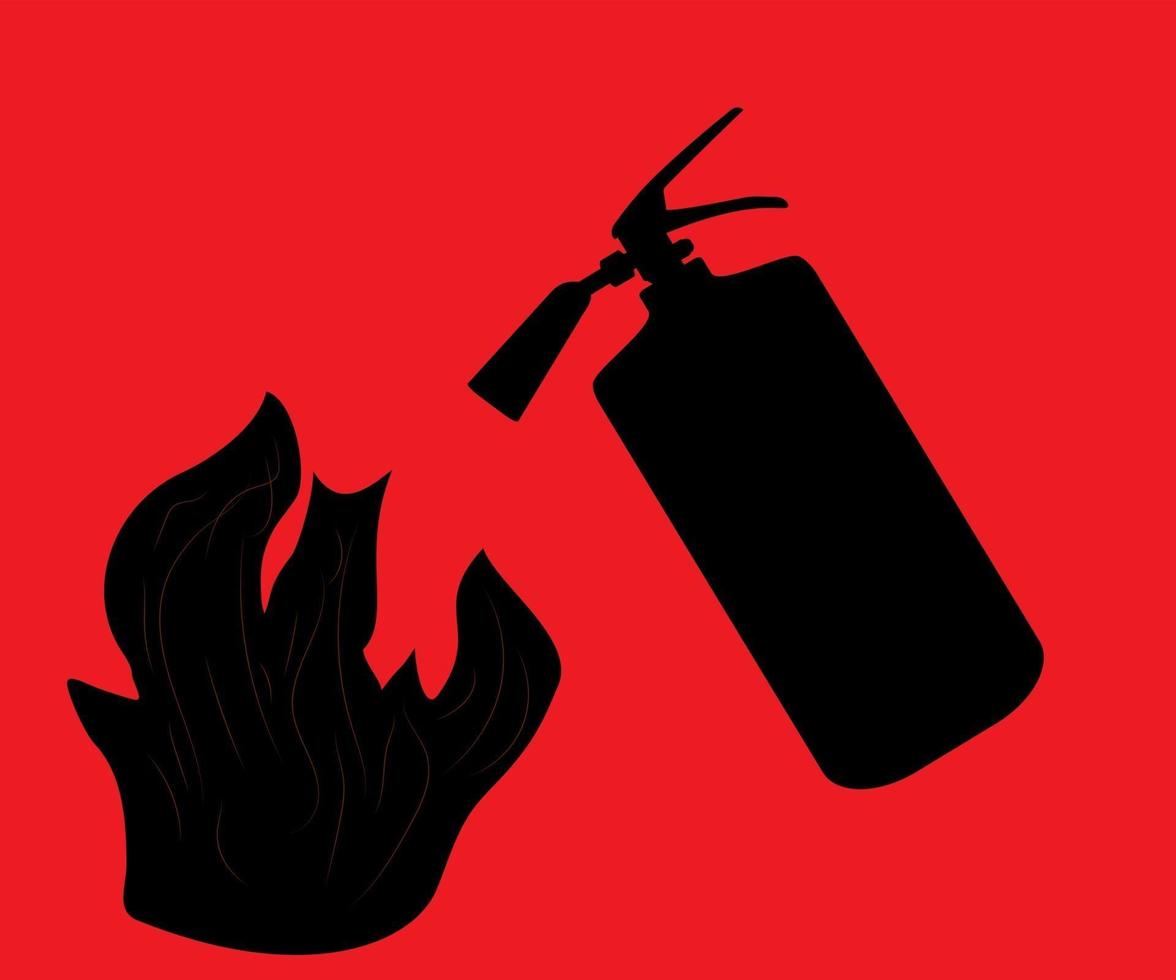 Fire Extinguisher on Red Background vector