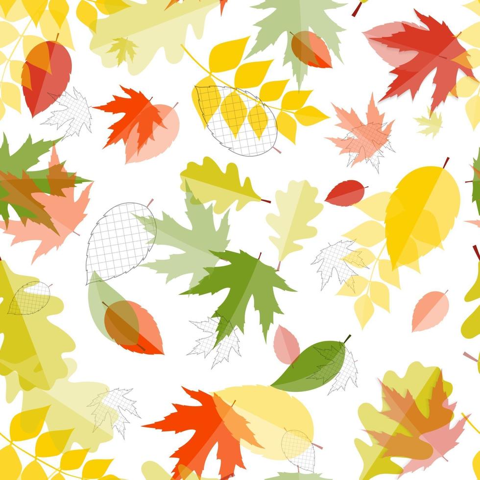 Shiny Autumn Natural Leaves Seamless Pattern Background. Vector Illustration