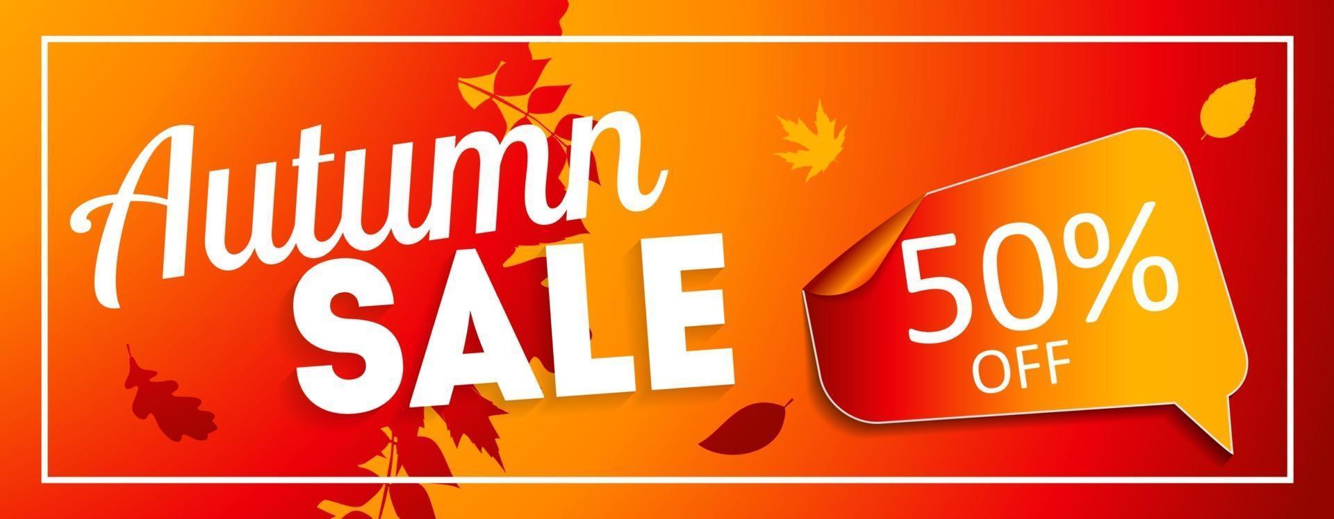 Shiny Autumn Leaves Sale Banner. Business Discount Card. Vector Illustration