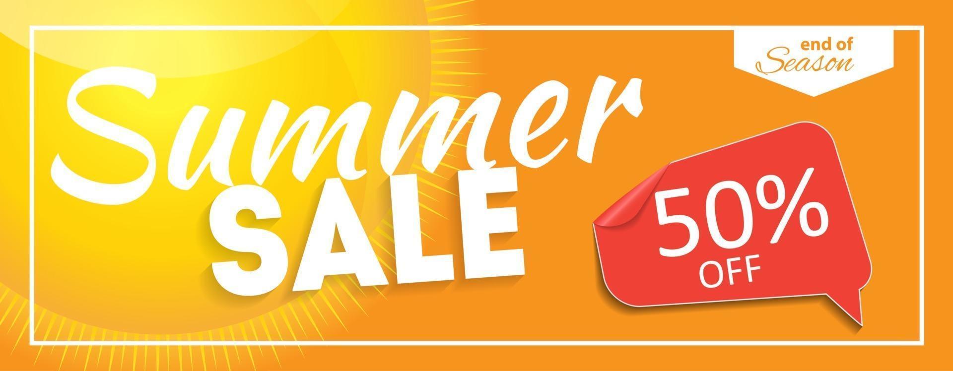 Venta de verano banner de fin de temporada. tarjeta de descuento comercial. ilustración vectorial vector