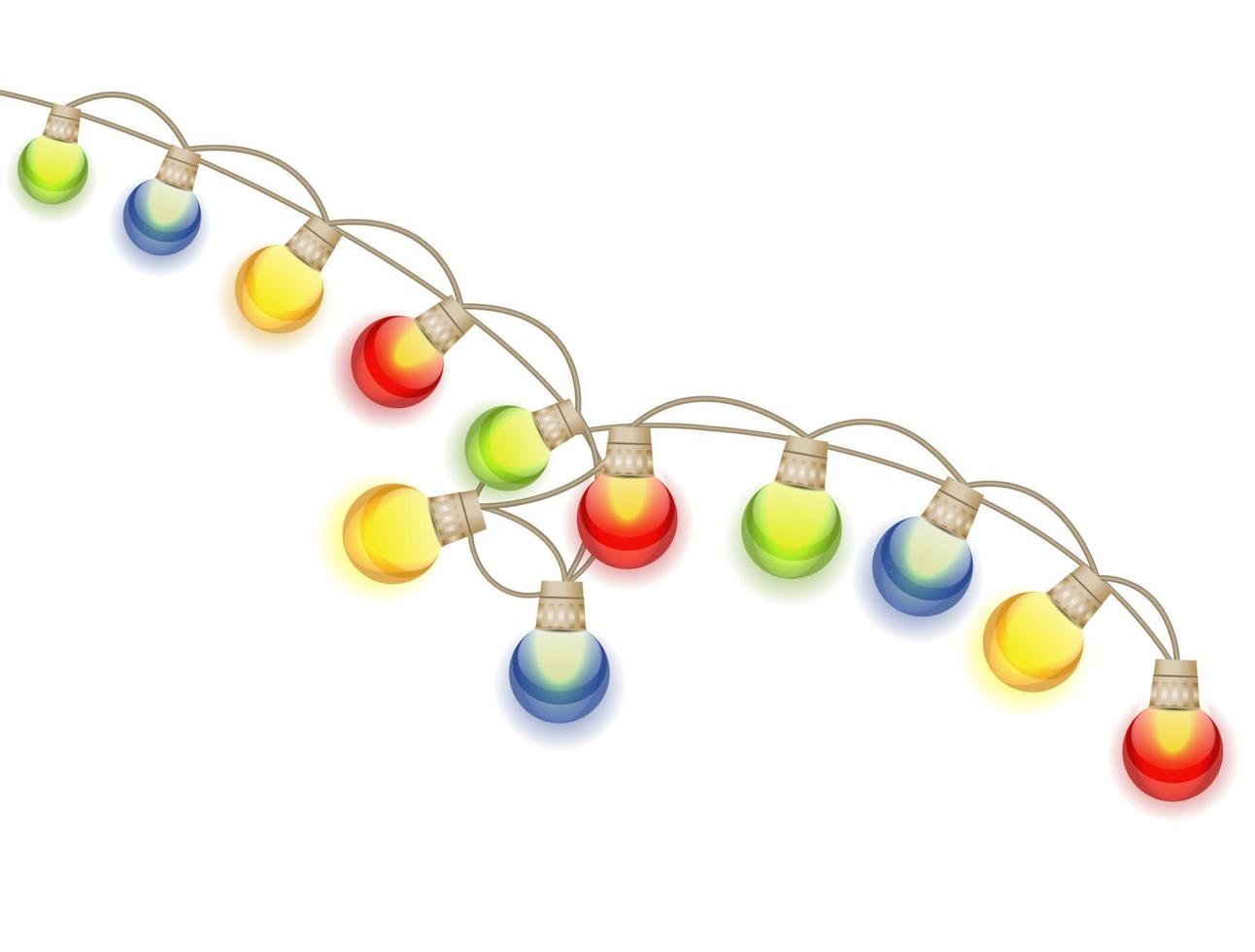 Multicolored Garland Lamp Bulbs Festive Isolated vector