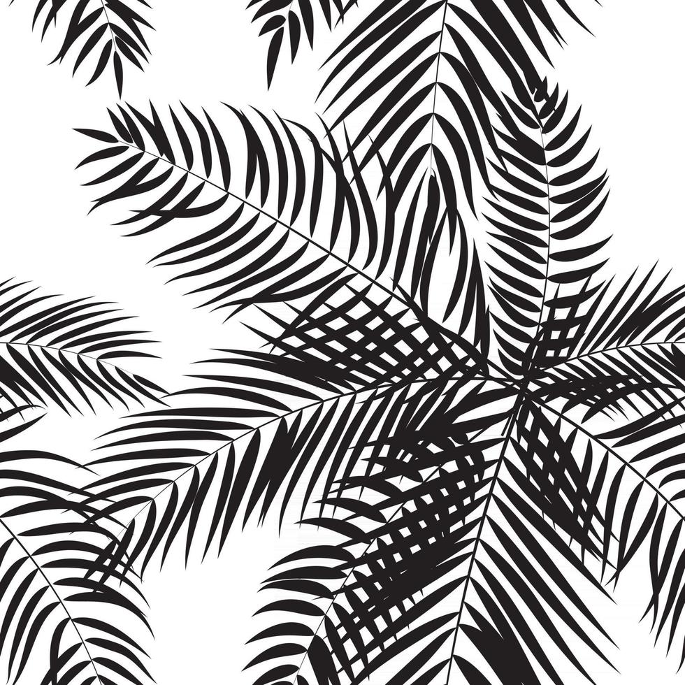 Palm Tree Leaf Silhouette Seamless Pattern Background vector