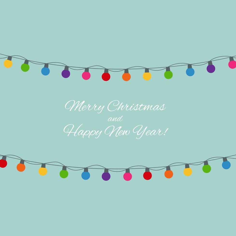 Colorful Lights Merry Christmas and New Year Background. Vector