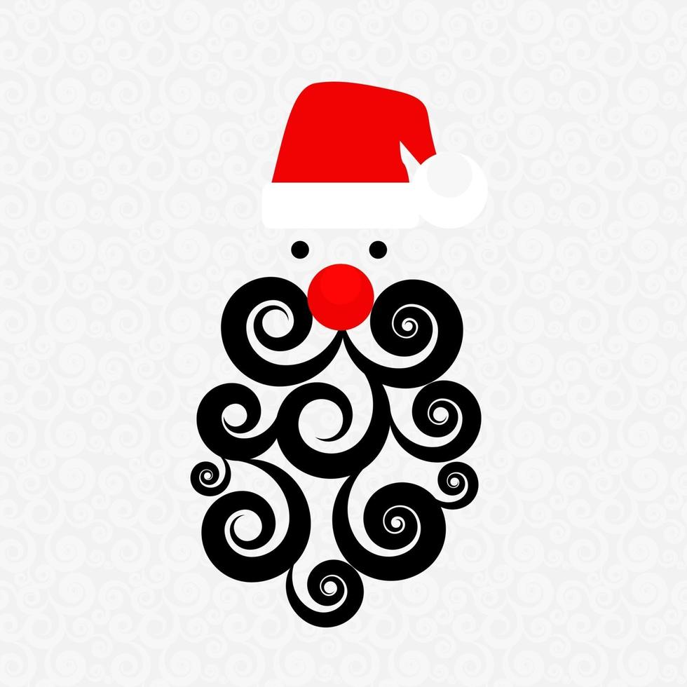 Santa with Swirl Beard on Abstract Pattern vector