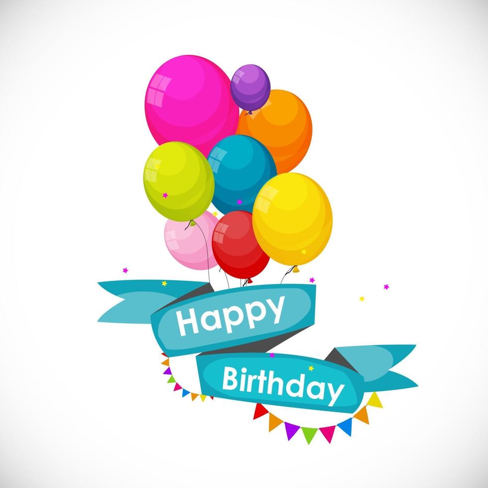 Plantilla de tarjeta de feliz cumpleaños con globos ilustración vectorial vector