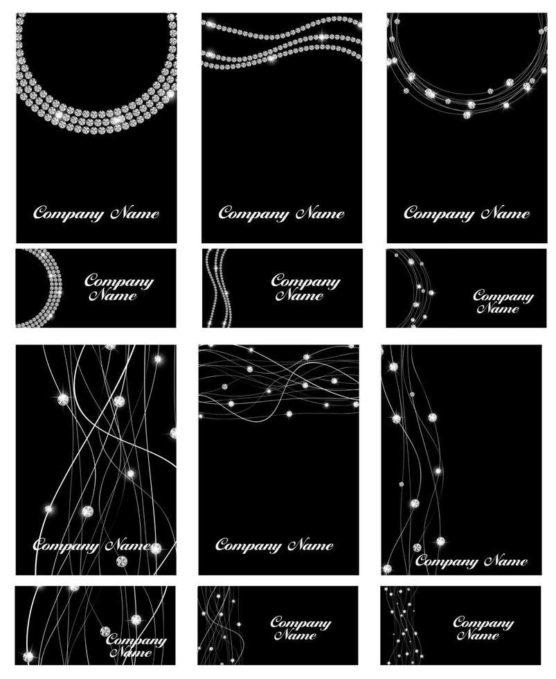 Abstract Luxury Black Diamond Business Card Set Templates Vector Illustration