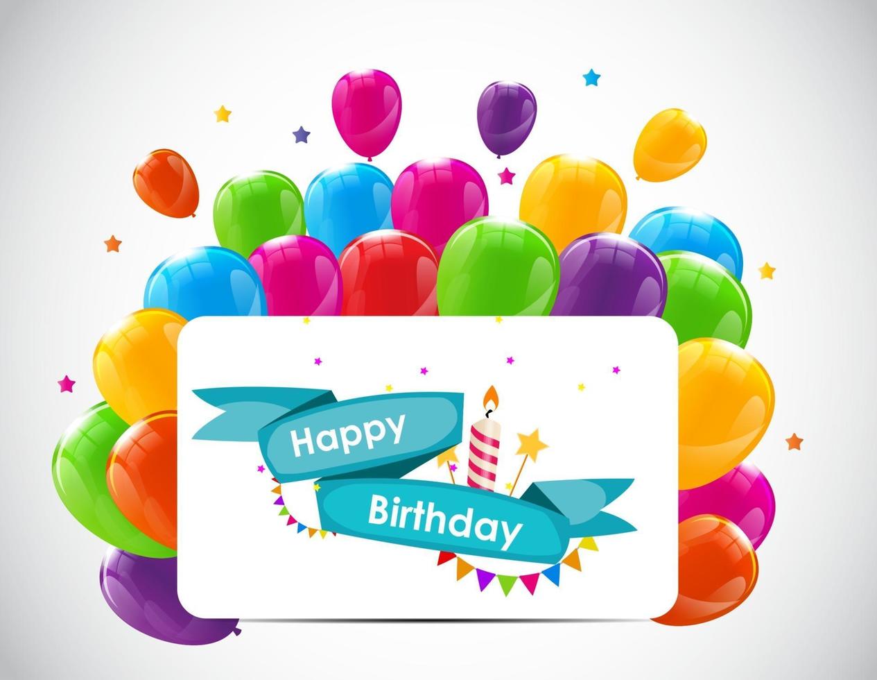Plantilla de tarjeta de feliz cumpleaños con globos ilustración vectorial vector