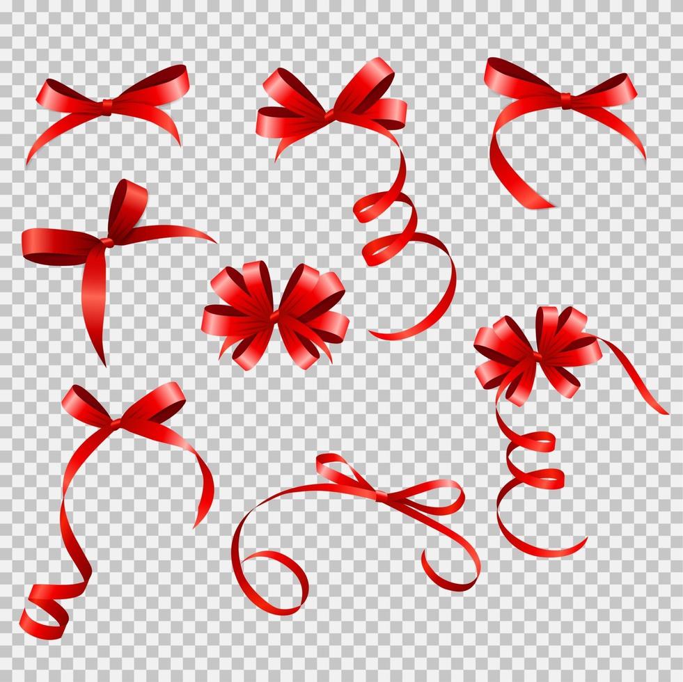 Red Ribbon and Bow Set vector