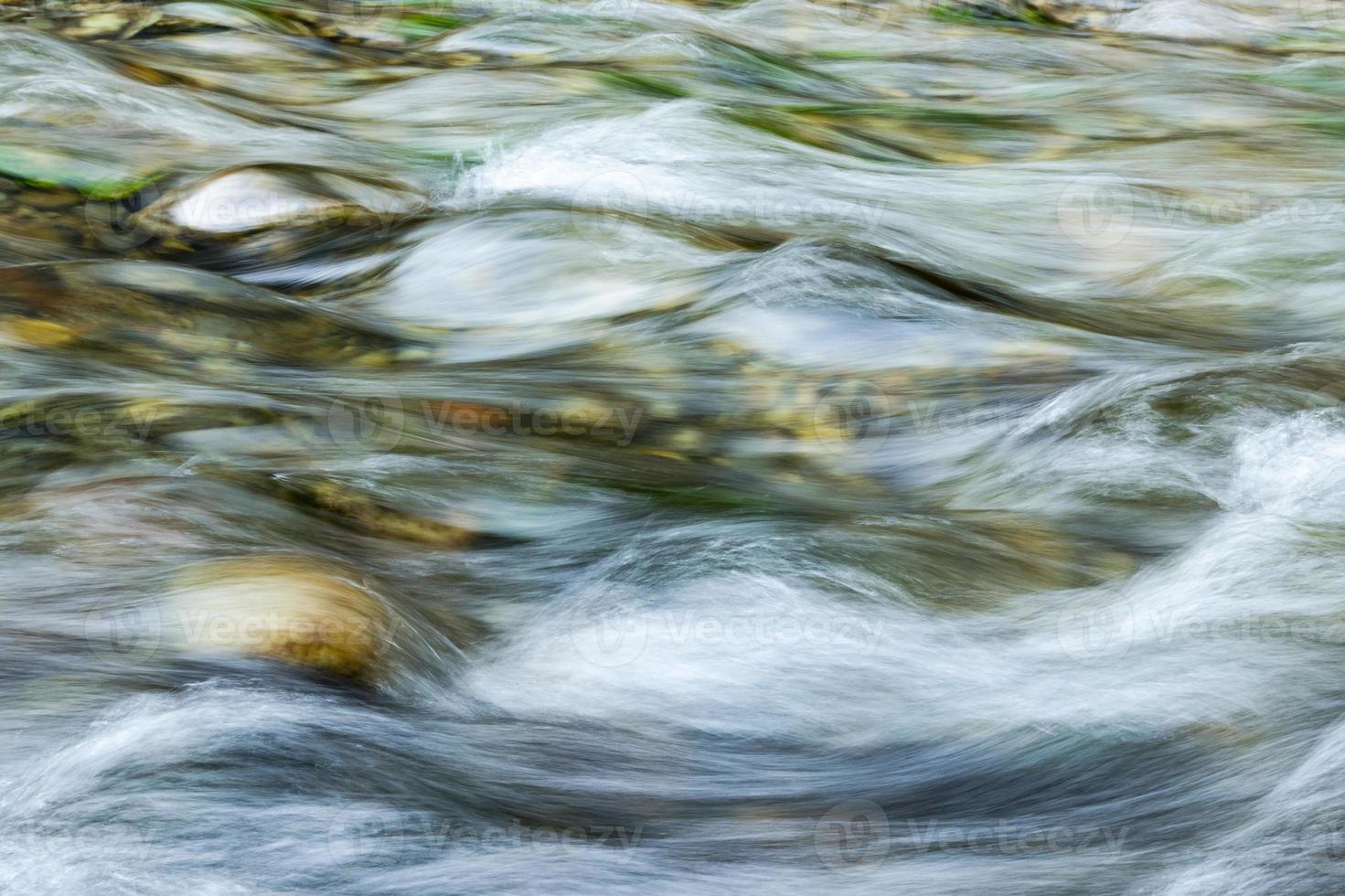 Flowing water in a mountain river photo