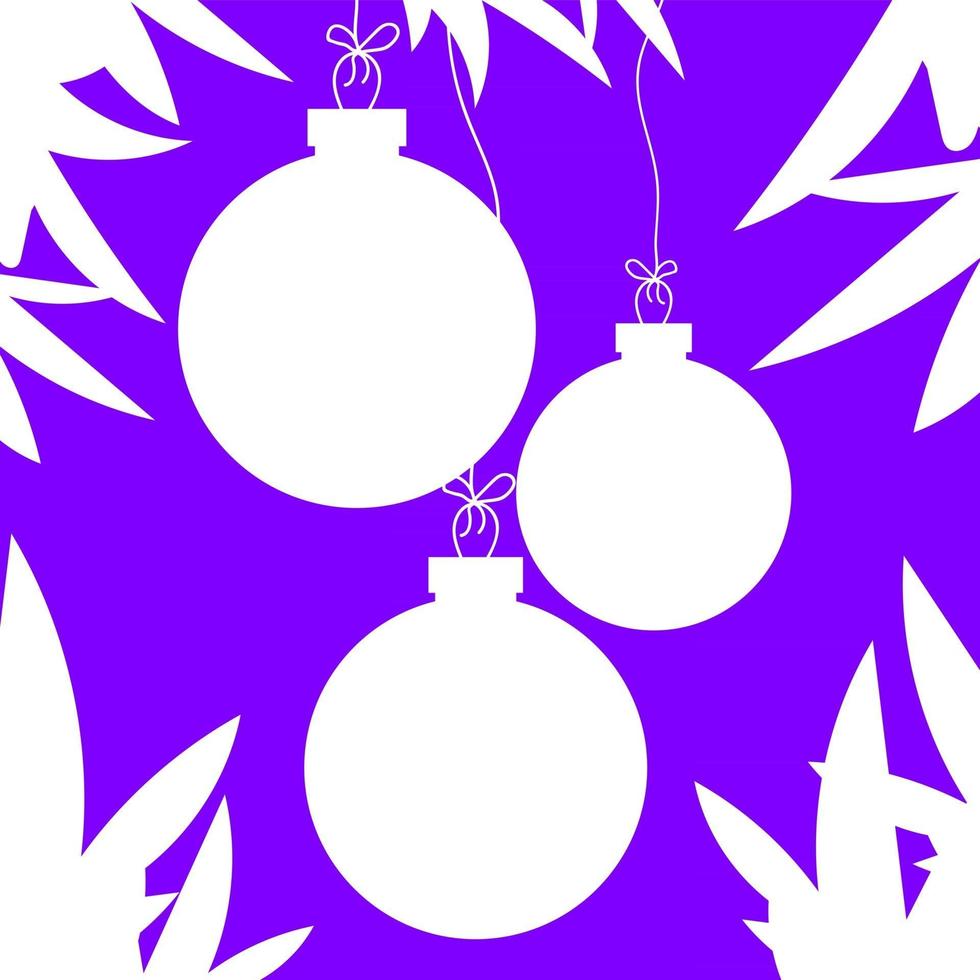 Flat white isolated silhouettes of Christmas toys in the form of balls on blue . Simple design for processing. vector