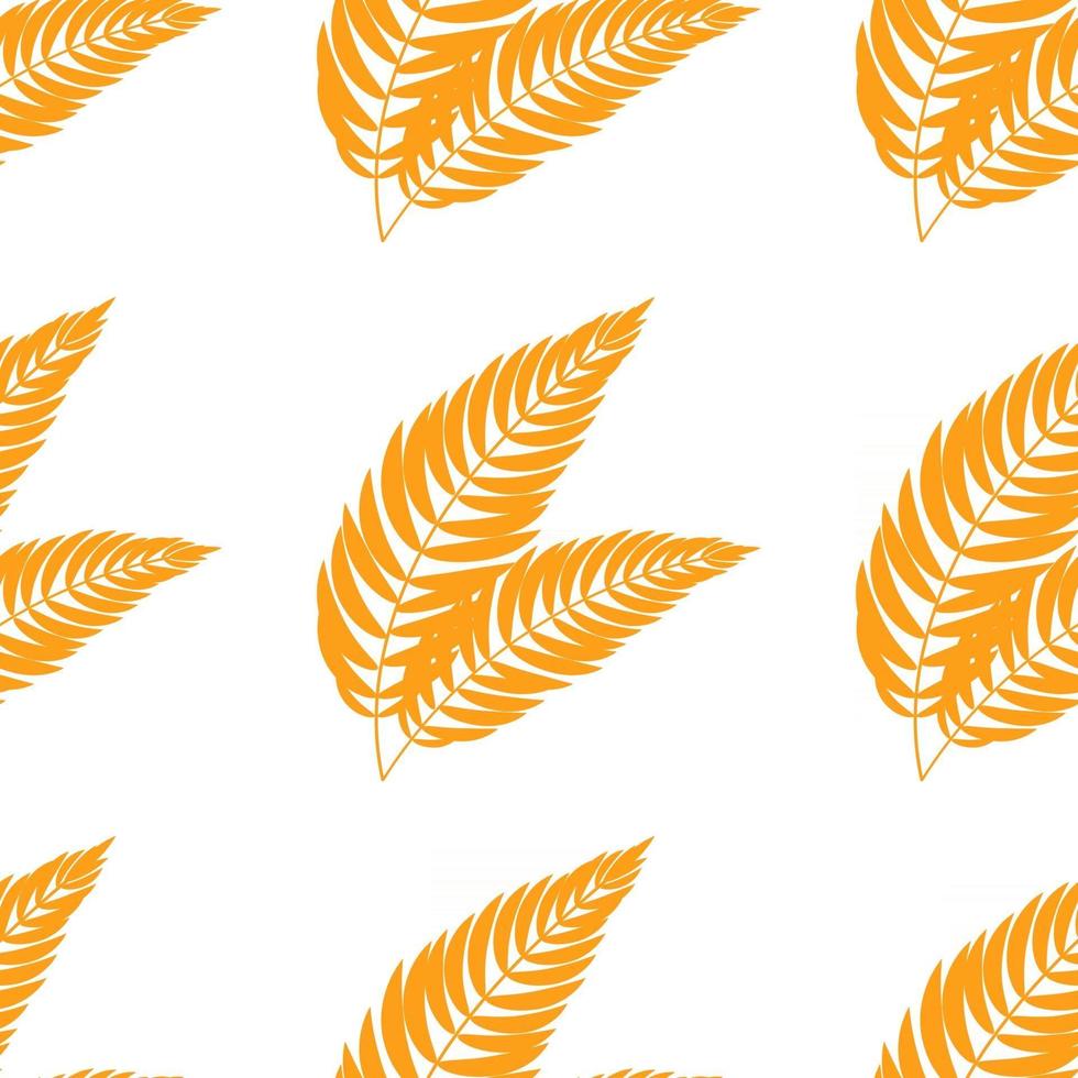 Color seamless pattern of flat abstract isolated orange leaf curving in different directions vector