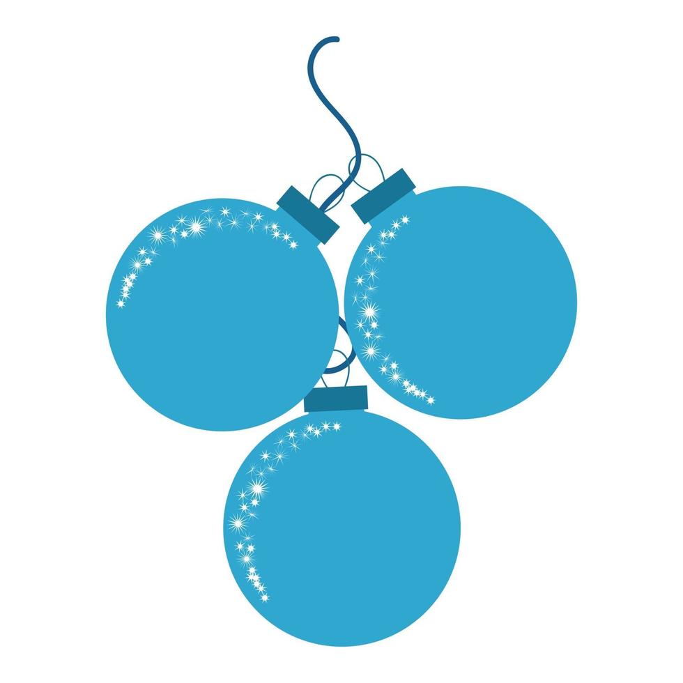 The combination of the three Christmas ornaments on the rope. Flat colored isolated picture. vector
