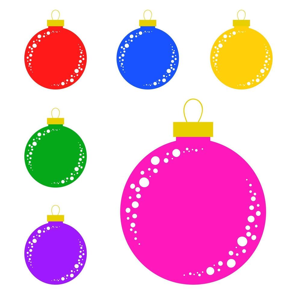 Set of flat colored isolated Christmas tree balls. vector